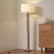 Lucande gulvlampe Jorvan, creme, eukalyptus, hør