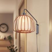 Lindby væglampe Davella, Ø 26 cm, sort, bambus, tekstil