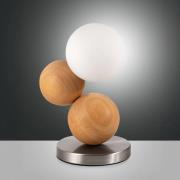 Bordlampe Micky, lys træ/nikkel, træ, dæmpbar, G9
