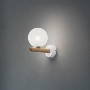 Væglampe Estera, hvid/træfarvet, glas, G9