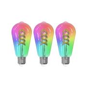 LUUMR Smart LED Filament Sæt med 3 E27 ST64 4W RGB klar Tuya