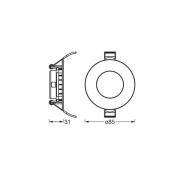 OSRAM indbygget loftlampe med LED SLIM, Ø 9 cm, 4.000 K, hvid