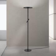 LED-gulvlampe Teide, sort, metal, læselampe, dæmper