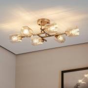 Loftlampe Horia antique gold/amber 80x40 cm glas/metal 6 lyskilder