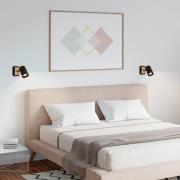 Vægspot Duta, udhæng 16 cm, sort/træfarvet, træ