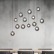 PURE LED-hængelampe Popup, grå/røggrå, 100 cm, 13-fl.