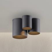 PURE LED-loftlampe til badeværelset Point, sort, længde 18 cm, 3 lyski...