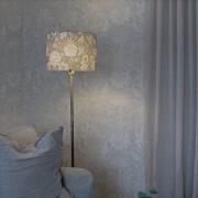 Gulvlampe Amy, Dahlia grøn/guld, højde 150 cm, tekstil, E27