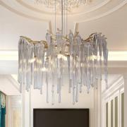 Hængelampe Heritage, Ø 50 cm, guldfarvet/klar, glas