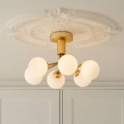 Nuura loftlampe Apiales 6, messingfarvet/opal, Ø 50 cm