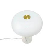 Bordlampe Glossy, hvid, højde 24 cm, marmor/glas