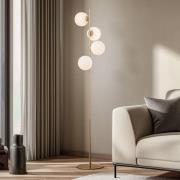 Lucande gulvlampe Isandro, opal/guld, 4 lyskilder, glas/metal