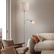 Gulvlampe Filomena, beige/messing, tekstil, læsearm, E27, E14
