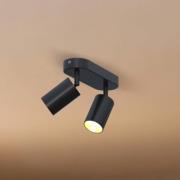 Calex GU10 loftspot, sort, længde 21 cm, 2 lyskilder, metal