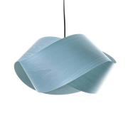LZF pendellampe Nut, lyseblå/nikkelfarvet, længde 42 cm træ