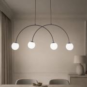 Hængelampe Nova, glas/metal, sort/hvid, 4 lyskilder