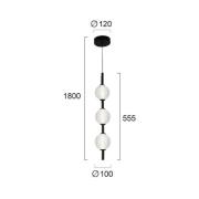 LED-hængelampe Abeona, Ø 10 cm, sort, metal/glas, 3 lyskilder