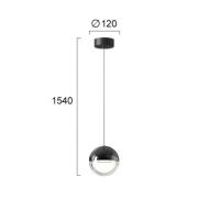 LED-pendellampe Zirea, sort/kromfarvet, Ø 12 cm, metal