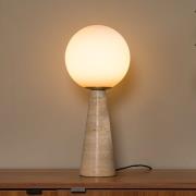 Bordlampe Evin, cremefarvet, højde 46 cm, sten/glas