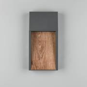 udendørs LED-væglampe SALMON, trælook, metal Højde 33 cm IP44