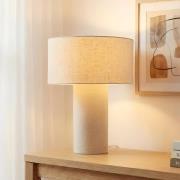 Lindby bordlampe Elfie, Ø 35 cm, beige, linned, E27