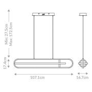 LED-hængelampe DENMARK, sort mat, længde 107 cm, metal
