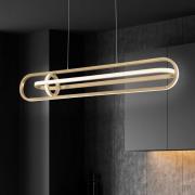 LED-hængelampe DENMARK, børstet guld, længde 107 cm, metal