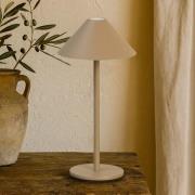 LED-batteridrevet bordlampe Prato, greige, højde 25 cm metal IP54