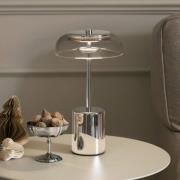 Nuura LED-batteridrevet bordlampe Blossi, højde 26 cm, krom/klar