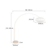 Bue-gulvlampe Sparkled Light creme/hvid, 240 cm, silke
