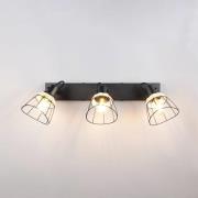 Loftlampe Jerome, længde 62 cm, 3 lyskilder, sort mat metal