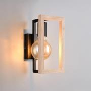 Væglampe Bano, træ/sort, højde 25 cm, metal, E27