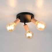 Loftlampe Lamego, sort, Ø 29 cm, 3 lyskilder, metal