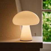 Gubi LED-batteridrevet bordlampe Obello, perlehvid, IP44, glas