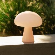 Gubi LED-batteridrevet bordlampe Obello, pudderrosa, IP44, glas