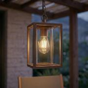 Lucande udendørs hængelampe Ferda, brun, IP44, glas, E27