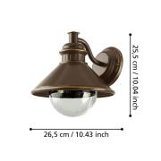 Udendørs væglampe Albacete, brun/kobber, Ø 26 cm, metal