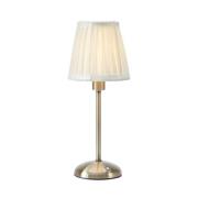 Bordlampe Anno, antik messing/hvid, dæmpbar, opladningsstation