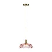Hængelampe Kurage, antik messing/rosa, glas, Ø 26 cm, E27