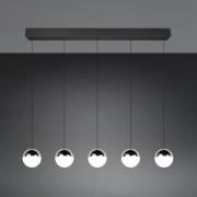 LED-hængelampe Senta, krom, længde 114 cm, 4.000 K, 5 lyskilder.