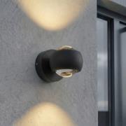 Lindby LED-udendørs vægspot Focra, sort, 2 lyskilder, CCT, IP54