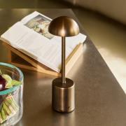 LED-bordlampe med batteri, Taten, brunet messing, højde 30 cm