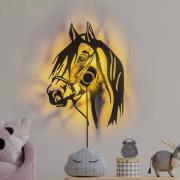 Væglampe Horse, sort, metal, 57 x 41 cm, stikledning