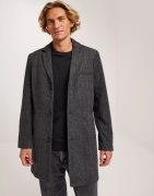 Only & Sons Onsjaylon Check Wool Coat Otw Frakke Black Grey Pinstripe ...