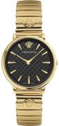 Versace Dameur VE8104722 V Circle Sort/Gul guldtonet stål Ø38 mm