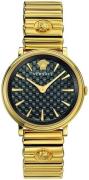 Versace Dameur VE8101519 V Circle Sort/Gul guldtonet stål Ø39 mm