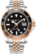 Stührling Original Herreur 3968.4 Aquadiver Sort/Rosaguldtonet stål