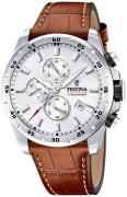 Festina Herreur F20692-1 Timeless Sølvfarvet/Læder Ø44.5 mm