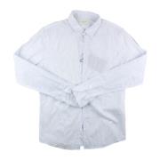 Hvid Stribet Børneskjorte med Klassisk Krave