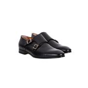 Sorte Læder Herre Monk Strap Sko